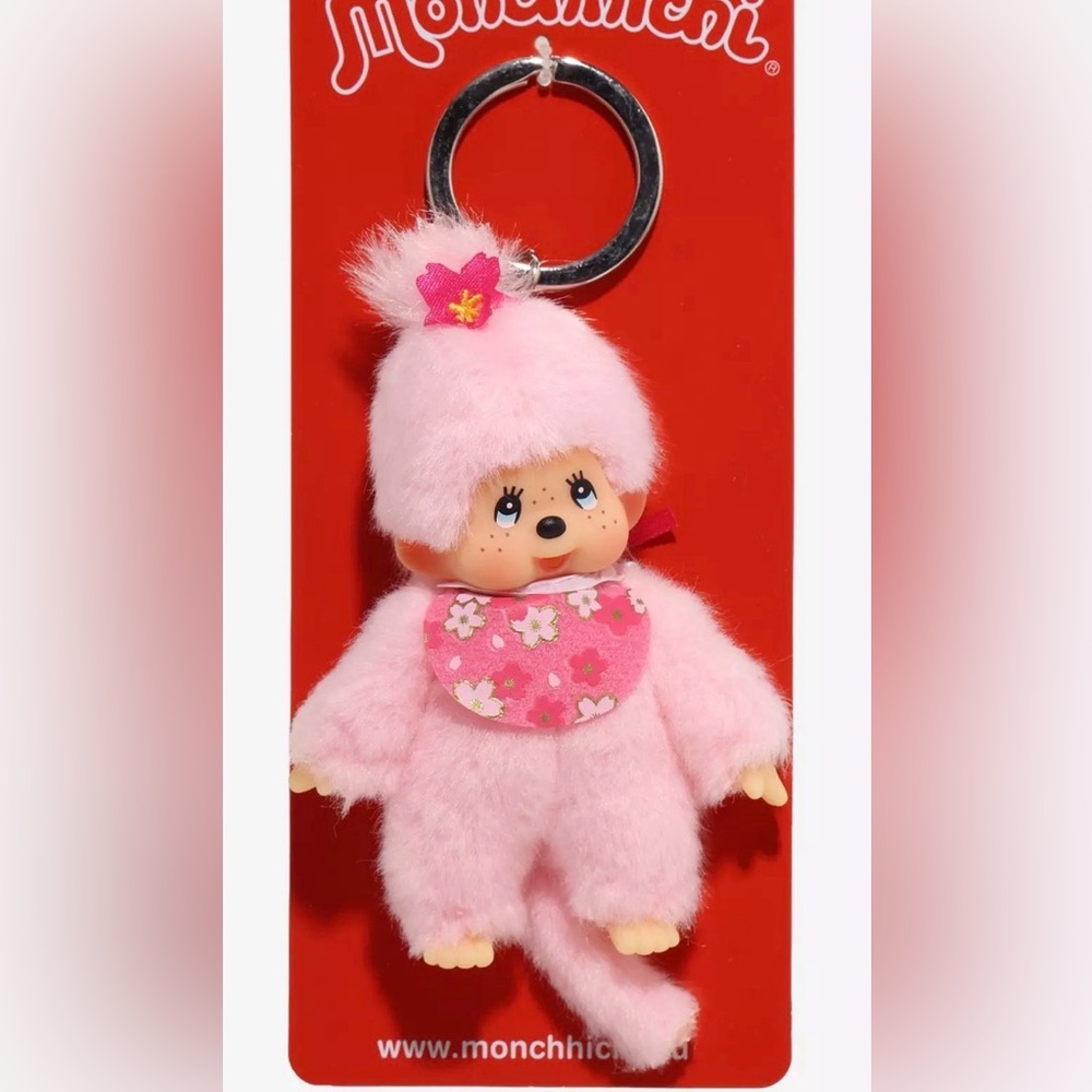 Monchhichi Cherry Blossom Plush Keychain